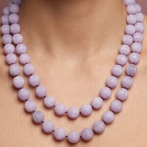 Sarah Coventry Lavender Beaded Necklace Vintage 36in Knotted Acrylic